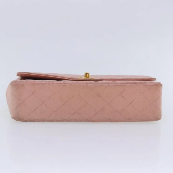 CHANEL Parent Child Bag Hand Bag Lamb Skin Pink Gold CC Auth 90957A